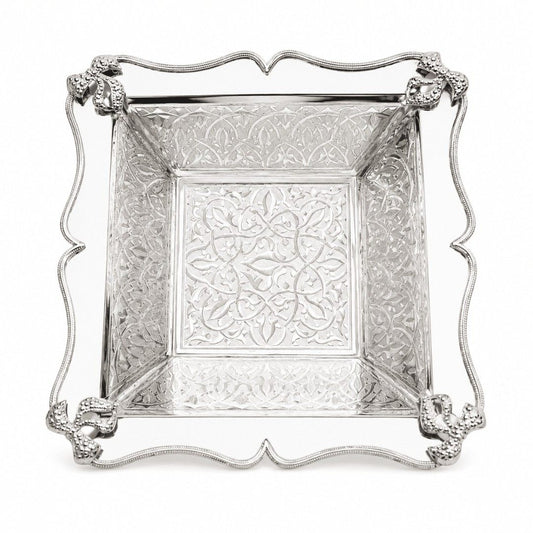 Square Bow-Trimmed Arabic Serving Dish